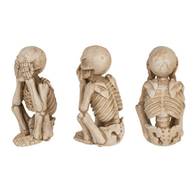  Lot De 3 Squelettes "Ne Rien Dire, Entendre Et Voir" En Résine