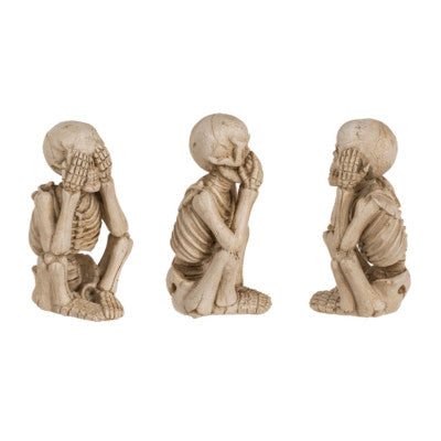  Lot De 3 Squelettes "Ne Rien Dire, Entendre Et Voir" En Résine