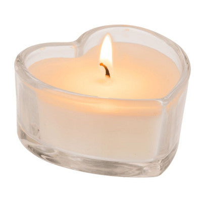  Lot De Trois Bougies En Forme De Cœur En Verre - Beige