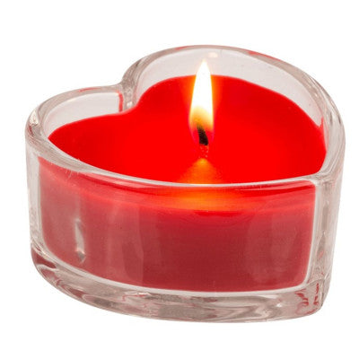  Lot De Trois Bougies En Forme De Cœur En Verre - Rouge