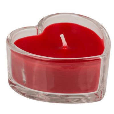 Lot De Trois Bougies En Forme De Cœur En Verre - Rouge