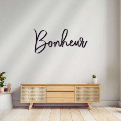  Mot Bonheur Déco Murale Métal - 88 Cm