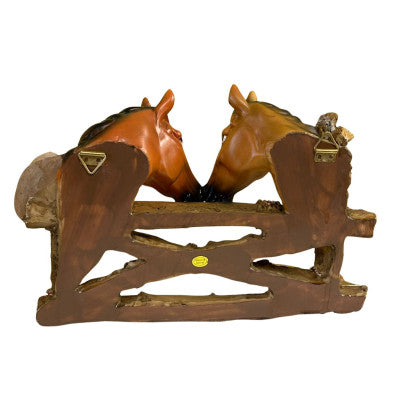  Duo Équin Rustique - Deux Chevaux En Résine - 26 Cm
