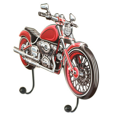  Patère En Métal En Forme De Moto Rouge 38 Cm