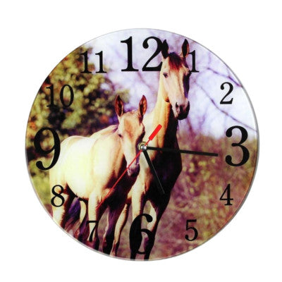  Pendule En Verre Avec Chevaux - 30 Cm