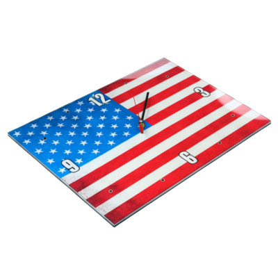  Pendule En Verre Drapeau USA - 30 X 40 Cm