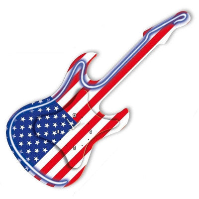  Pendule Guitare Néon Drapeau Américain - 73 Cm
