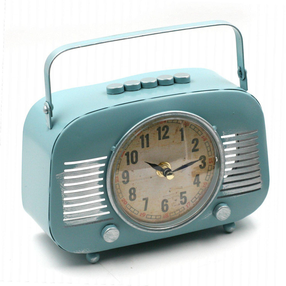  Pendule Poste Radio Bleu Pastel Style Vintage