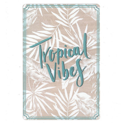  Plaque Déco En Métal Avec Inscription "Tropical Vibes"