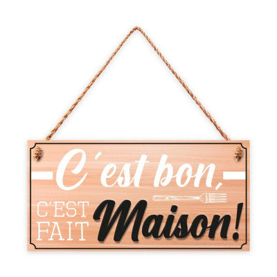  Plaque En Bois Relief - C'est Bon C'est Fait Maison - 20 X 10 Cm