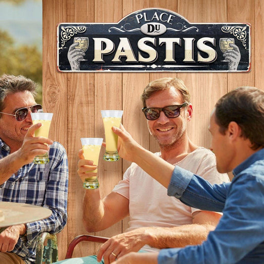  Plaque Géante Métal - Place Du Pastis - 90 X 30 Cm