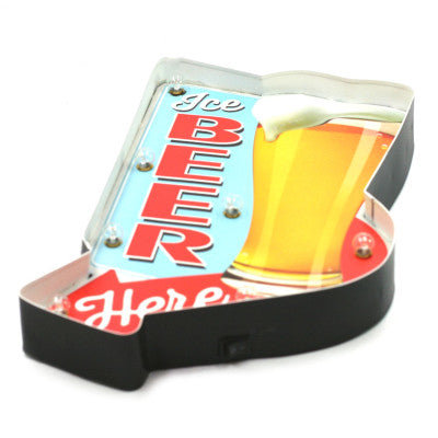  Plaque Lumineuse - Ice Beer Here - 36 Cm