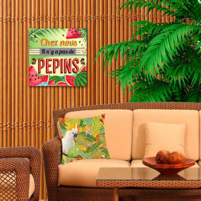  Plaque Métal - Chez Nous Il N'y A Pas De Pépins - 30 X 30 Cm