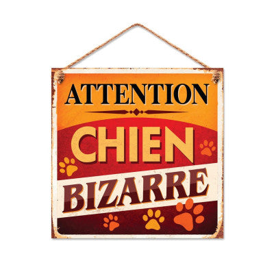  Plaque Métal Chien Bizarre 20 X 20 Cm