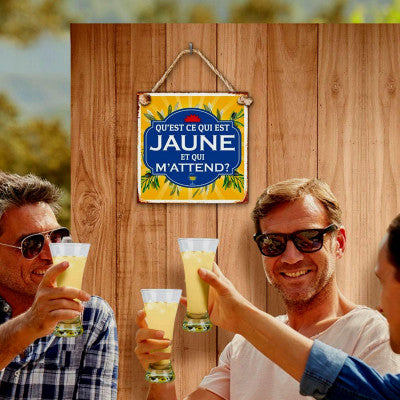 Plaque Métal Humour - Qu'est Ce Qui Est Jaune