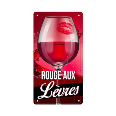  Plaque Métal Humour - Rouge Aux Lèvre - 15 X 30 Cm