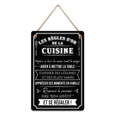  Plaque Métal - Les Règles De La Cuisine