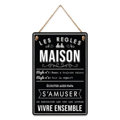  Plaque Métal - Les Règles De La Maison