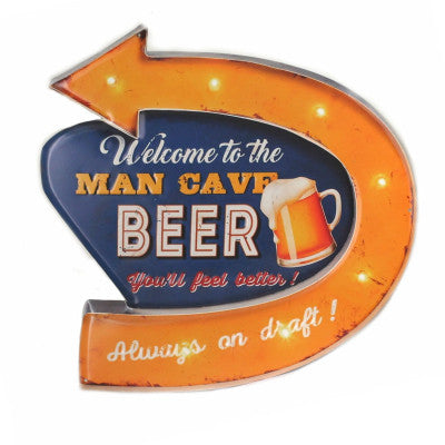  Plaque Métal - Man Cave Beer 45 X 45 Cm