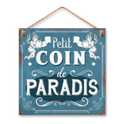  Plaque Métal Petit Coin De Paradis 20 X 20 Cm
