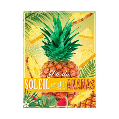  Plaque Métal - Y'a Du Soleil Et De L'Ananas - 30 X 40 Cm