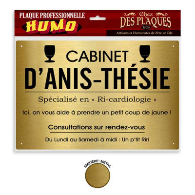  Plaque Professionnelle - Cabinet D'Anis-Thésie