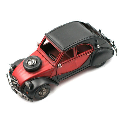  Réplique En Métal 2 Chevaux Rouge Et Noir 28 X 11 Cm