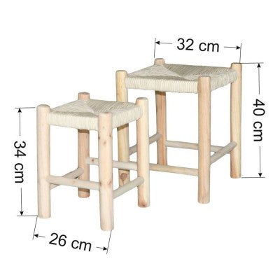  Set De 2 Tabourets En Pin "Nature"
