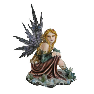  Statuette Fée Blonde Et Cristaux - Figurine Résine 26 Cm