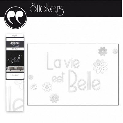  Sticker Mural Argenté "La Vie Est Belle" - Déco Chic 50x70cm