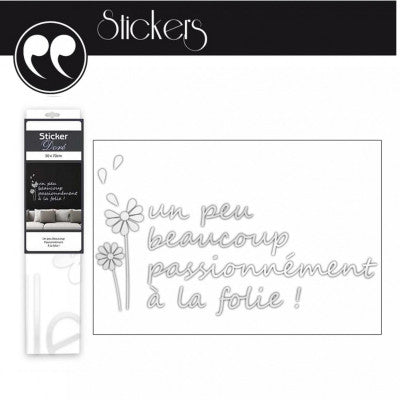  Sticker Mural Argenté "Passionnément à La Folie !" - 50x70cm