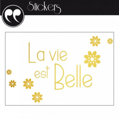  Sticker Mural Doré "La Vie Est Belle" - Déco Chic 50x70cm