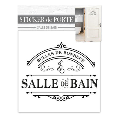  Sticker Porte Salle De Bain "Bulles De Bonheur" - Déco Vintage 20x15cm