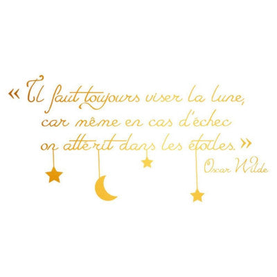 Sticker Mural Doré - Citation Oscar Wilde "Visez La Lune"