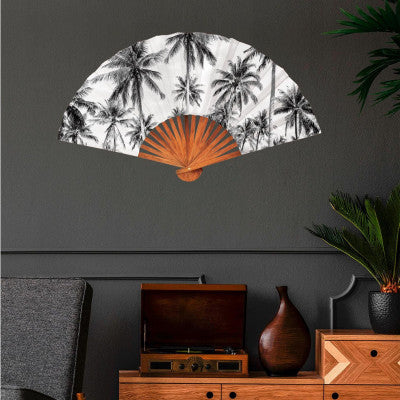  Sticker Éventail Palmier Noir Et Blanc - Décoration Murale Tropicale