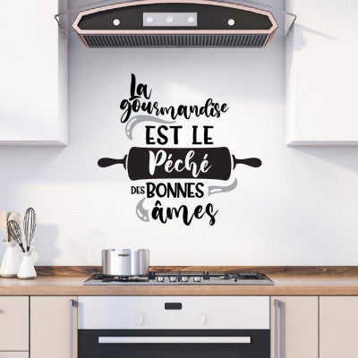  Sticker "La Gourmandise Est Le Péché Des Bonnes Âmes" 70x50cm - Déco Murale Cuisine