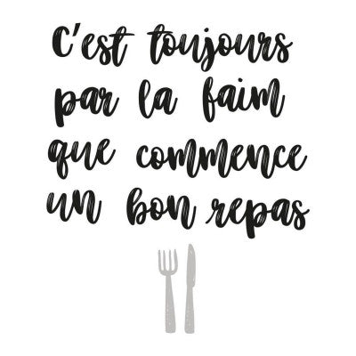  Sticker Mural "C'est Toujours Par La Faim..." 70x50cm - Déco Cuisine