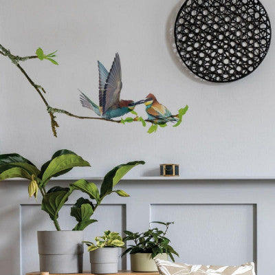  Sticker Mural Oiseaux Colorés | Guêpiers Sur Branche | Déco Nature