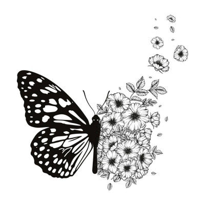  Sticker Mural Papillon Et Fleurs | Décoration Murale Poétique