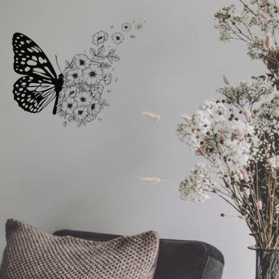  Sticker Mural Papillon Et Fleurs | Décoration Murale Poétique