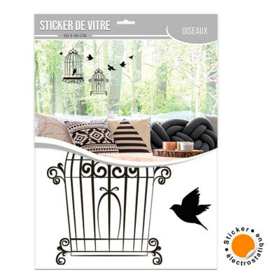  Sticker Vitre Cage à Oiseaux