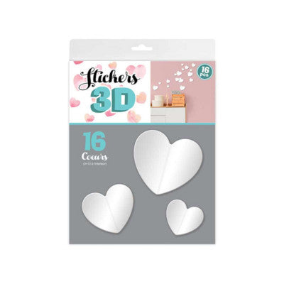  Stickers 3D Coeur – Couleur Blanc