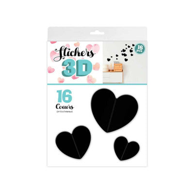  Stickers 3D Coeur – Couleur Noir
