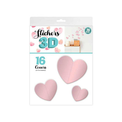  Stickers 3D Coeur – Couleur Rose