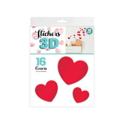  Stickers 3D Coeur – Couleur Rouge