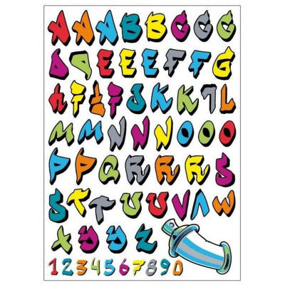  Stickers Alphabet Graffiti Couleurs | Déco Murale Personnalisable 70x50 Cm | Street Art
