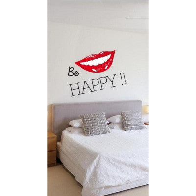  Stickers Muraux Citation Be Happy - Déco Positive 50x70cm