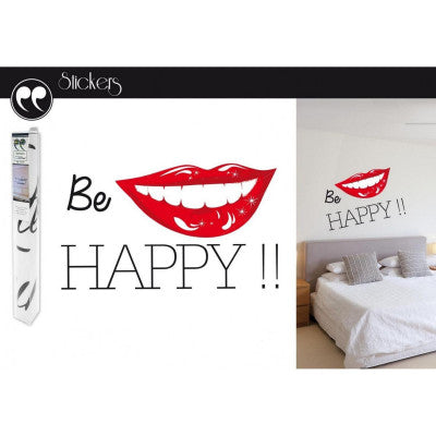  Stickers Muraux Citation Be Happy - Déco Positive 50x70cm