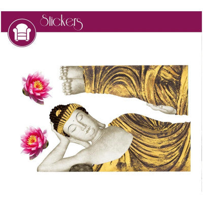  Sticker Mural Bouddha Couché & Lotus - Décoration Zen 50x70cm