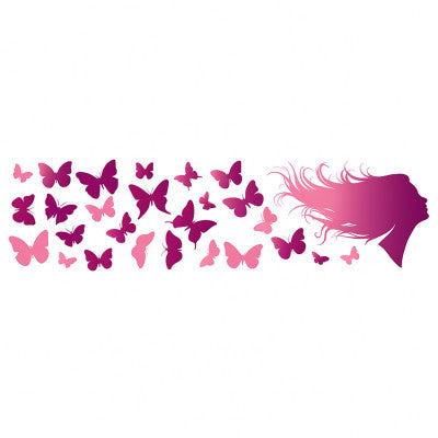  Sticker Mural Femme & Papillons - Décoration Artistique Cheveux En Papillons